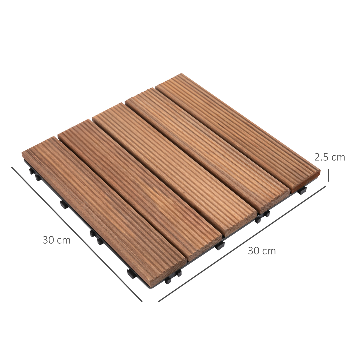 Outsunny 27-Piece Solid Wood Interlocking Deck Tiles DIY Flooring Set