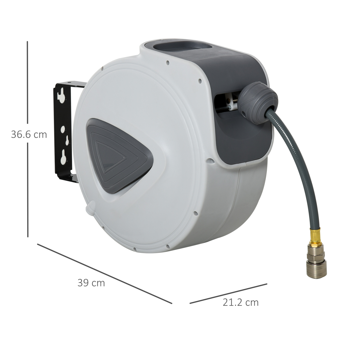 Durhand Retractable 15m Auto Self-Winding Wall-Mount Air Hose Reel 1/4" with 180° Rotating Bracket
