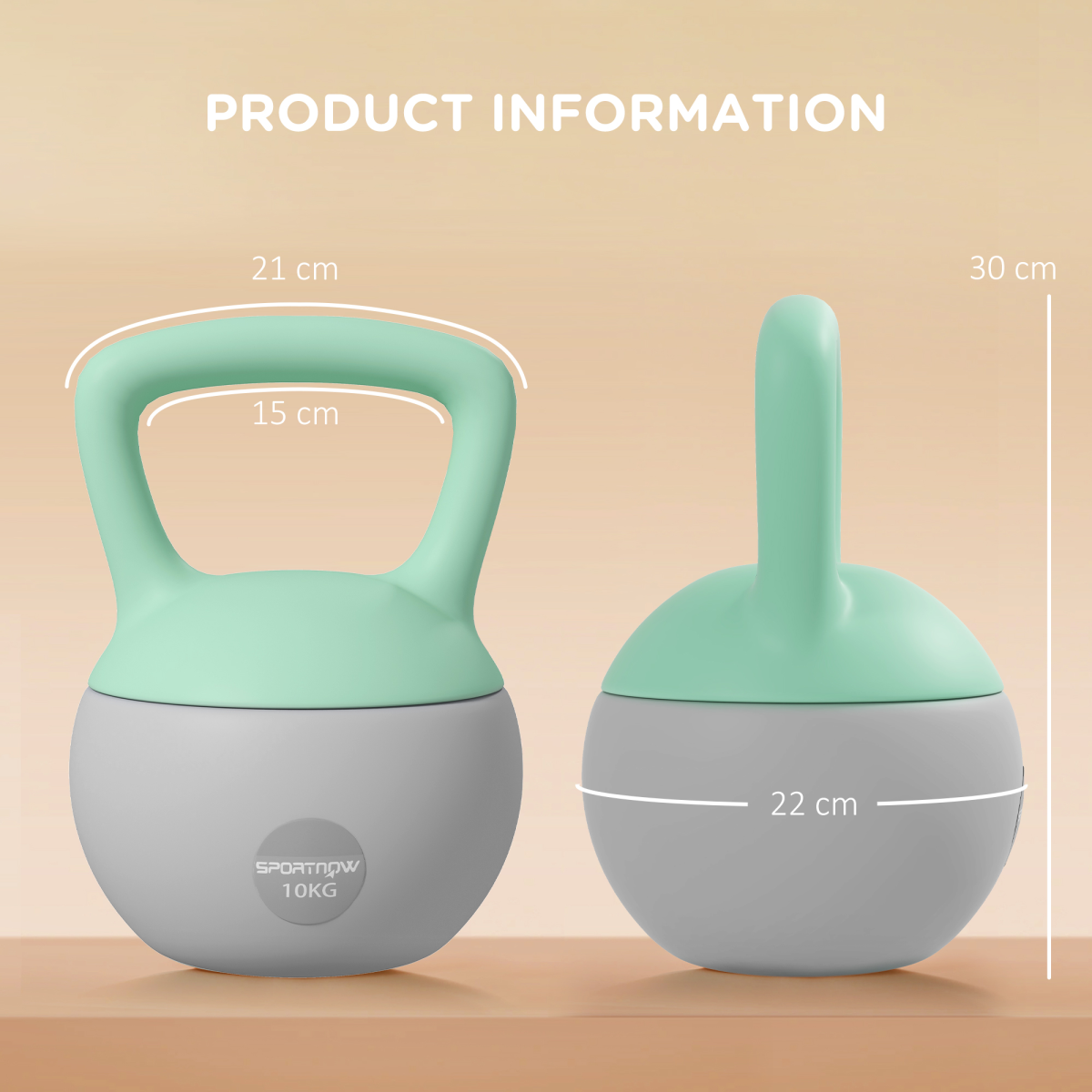 SPORTNOW 10kg Kettlebell with Soft Body and Non-Slip Handle, Grey/Green