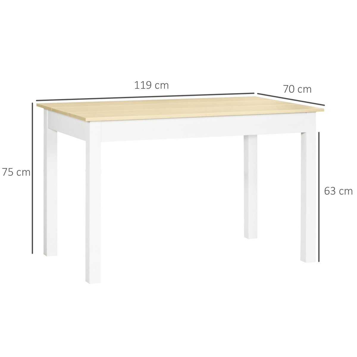 HOMCOM Dining Table for 4-6, Oak Wood Grain, Thick-Leg Kitchen Table