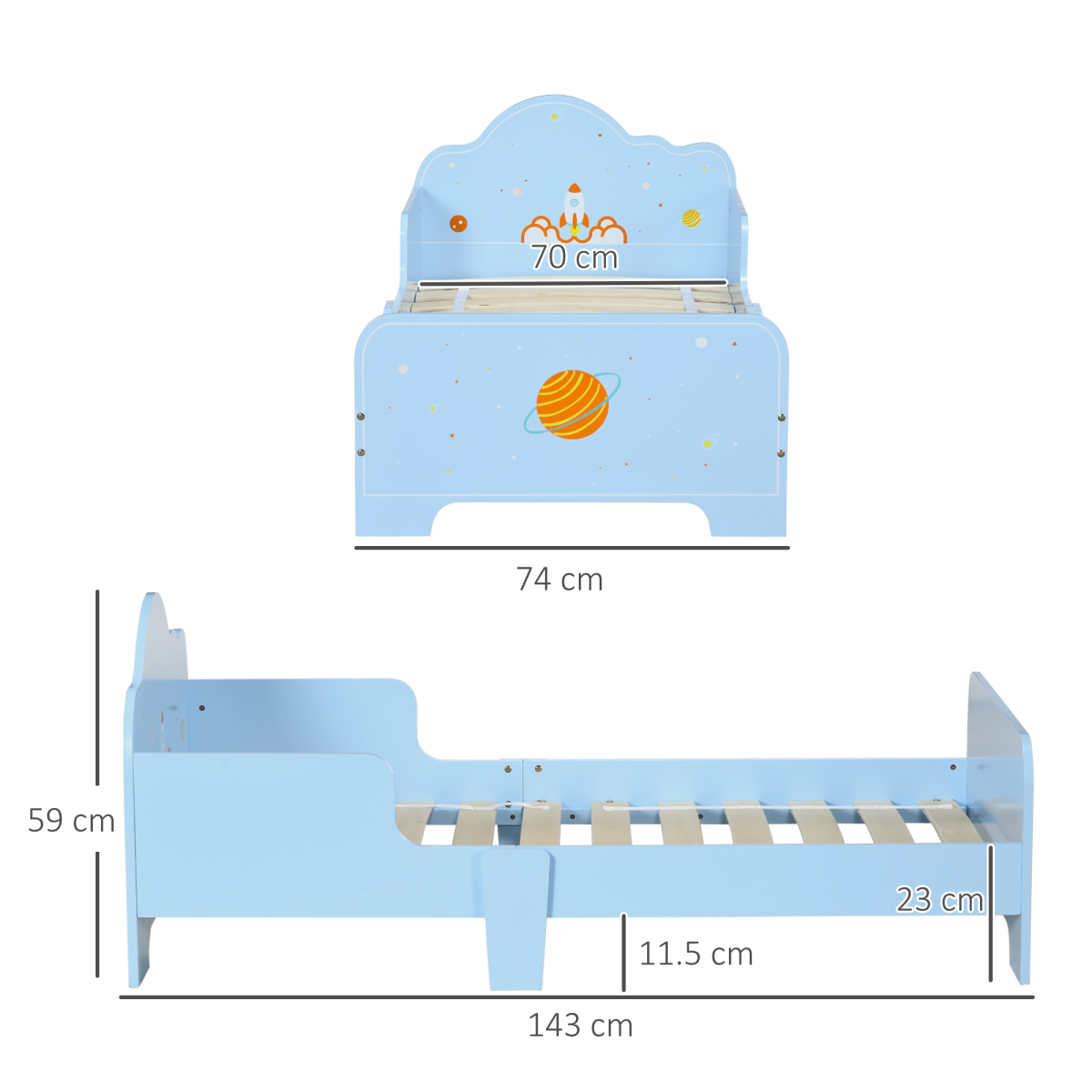 ZONEKIZ Space-Themed Toddler Bed for Boys and Girls, Ages 3-6
