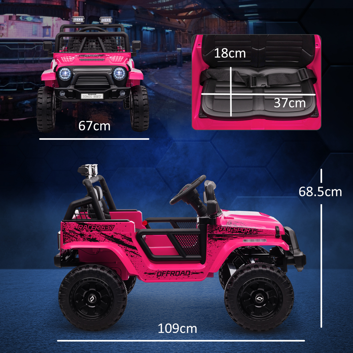 AIYAPLAY 12V Kids Electric Ride On Truck with Remote, Pink