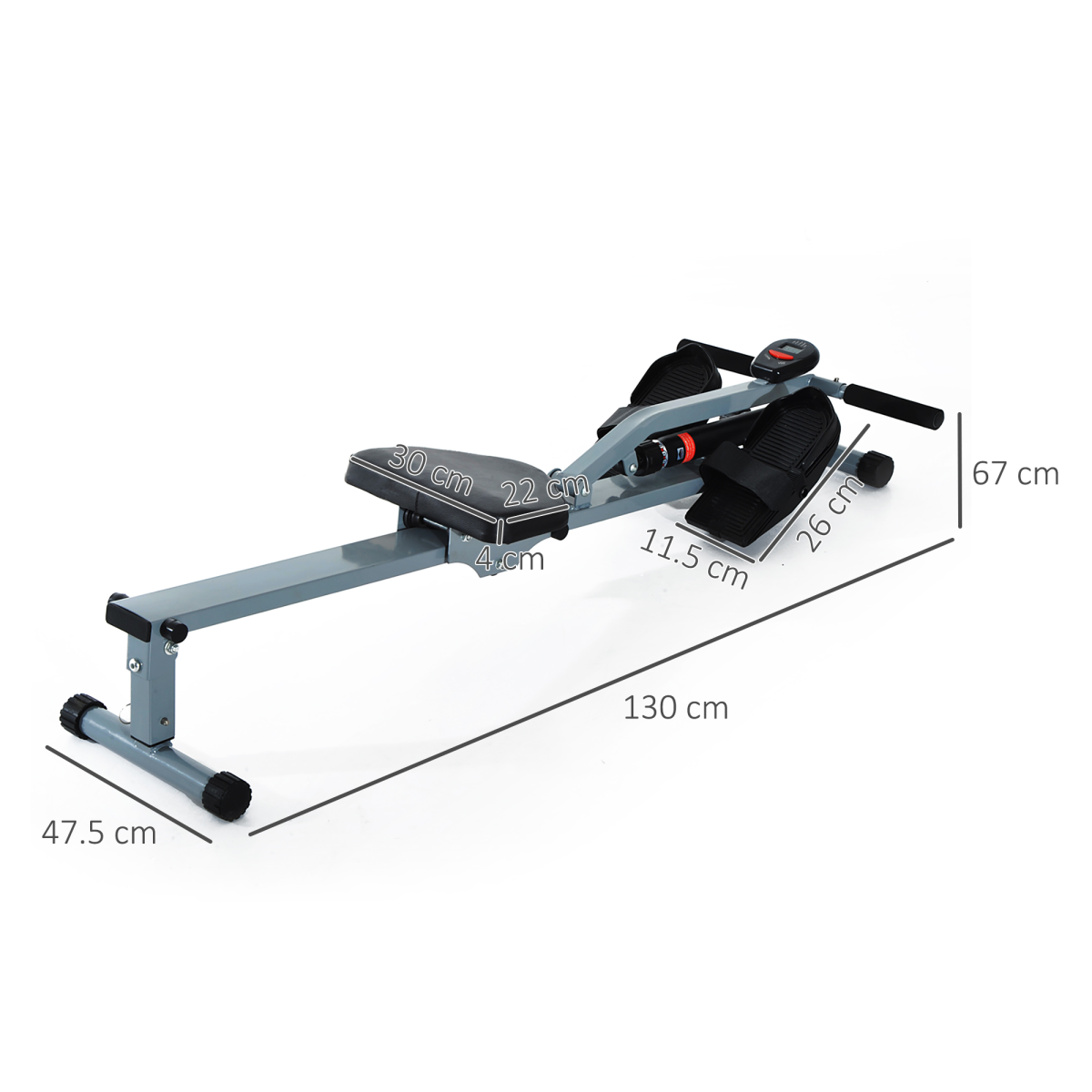 12-Level Adjustable Resistance Rowing Machine with LCD Monitor, Padded Seat and Non-Slip Handlebars for Full Body Workout