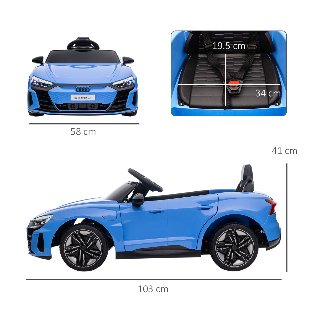 Licensed Audi RS e-tron GT 12V Kids Electric Ride-On Car with Remote, Blue