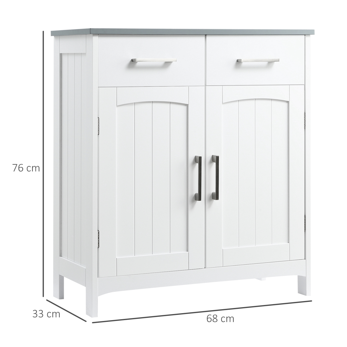 Freestanding Bathroom Storage Cabinet with 2 Drawers, 2 Doors and Adjustable Shelf