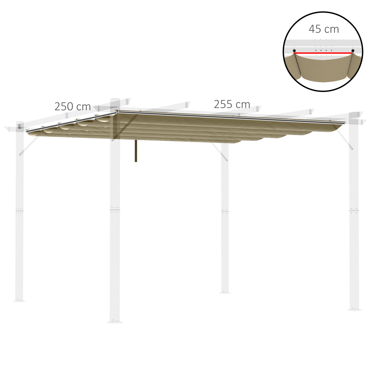 Outsunny Replacement Canopy Cover Fabric Only for 3 x 3m Pergola, Tan