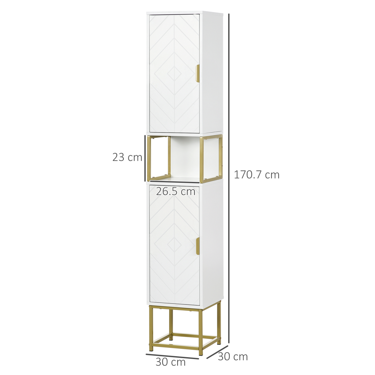 kleankin Freestanding White Bathroom Cabinet, 2 Doors, Adjustable Shelf