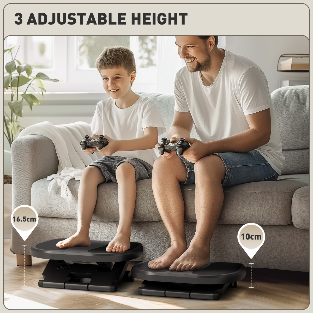 HOMCOM Adjustable Ergonomic Footrest, Height Adjustable, Grey