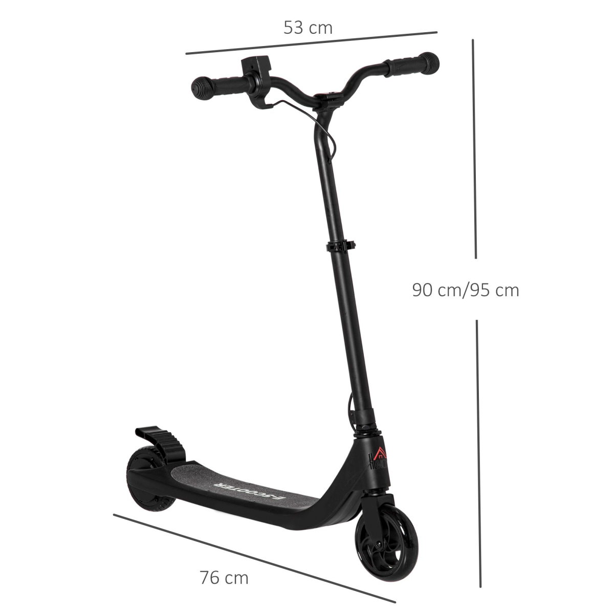 120W Electric Scooter with Battery Level Display, Rear Brake, Adjustable Height, Black