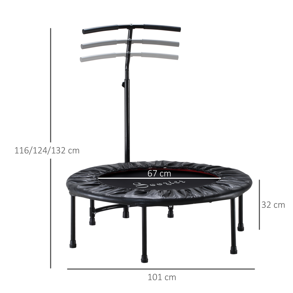 40 Inch Kids Mini Trampoline, Adult Rebounder Jumper with Adjustable Handle, Indoor Outdoor Fitness Trampoline, 100kg Capacity