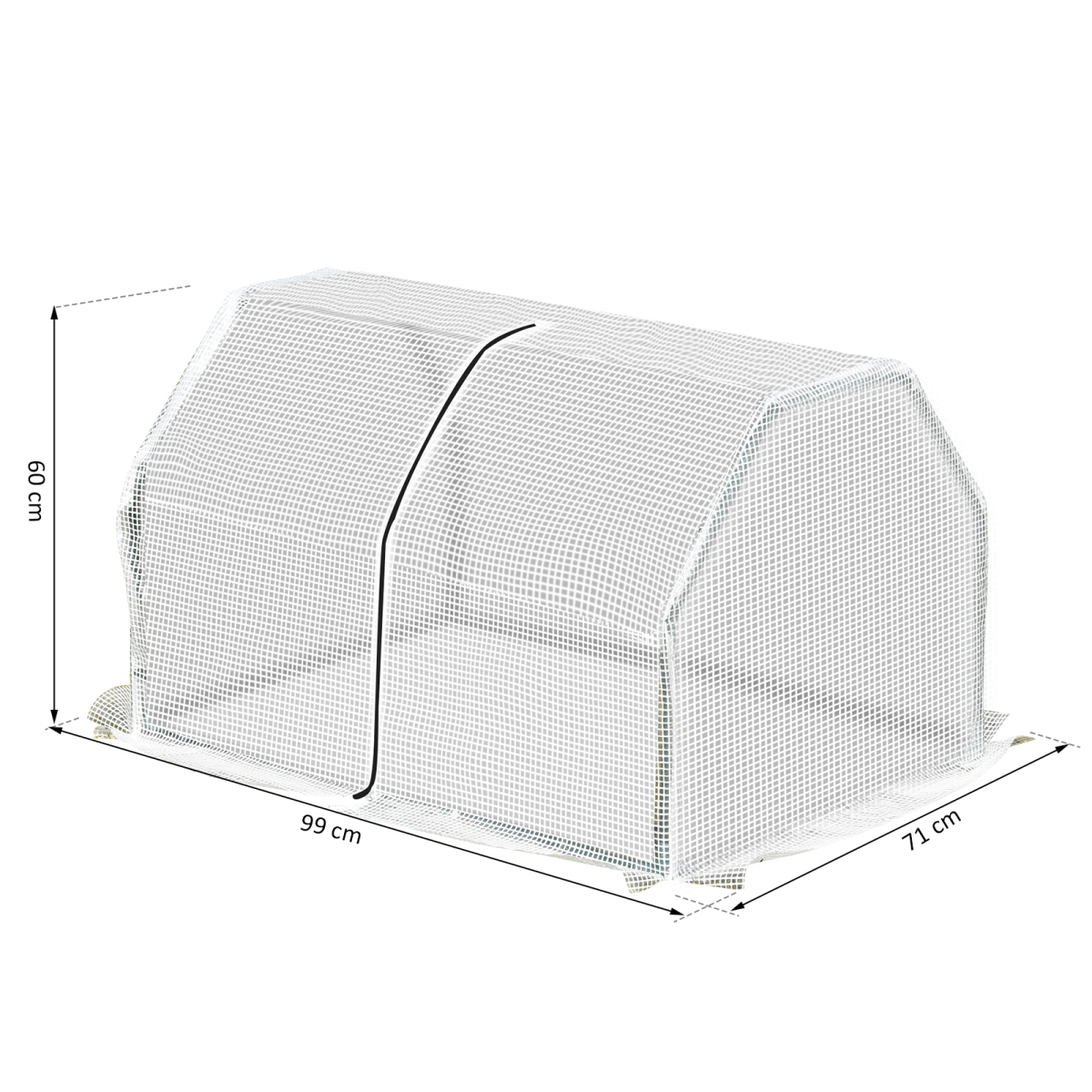 Outsunny 99x71x60cm Mini Greenhouse with PVC Cover, Steel Frame, White