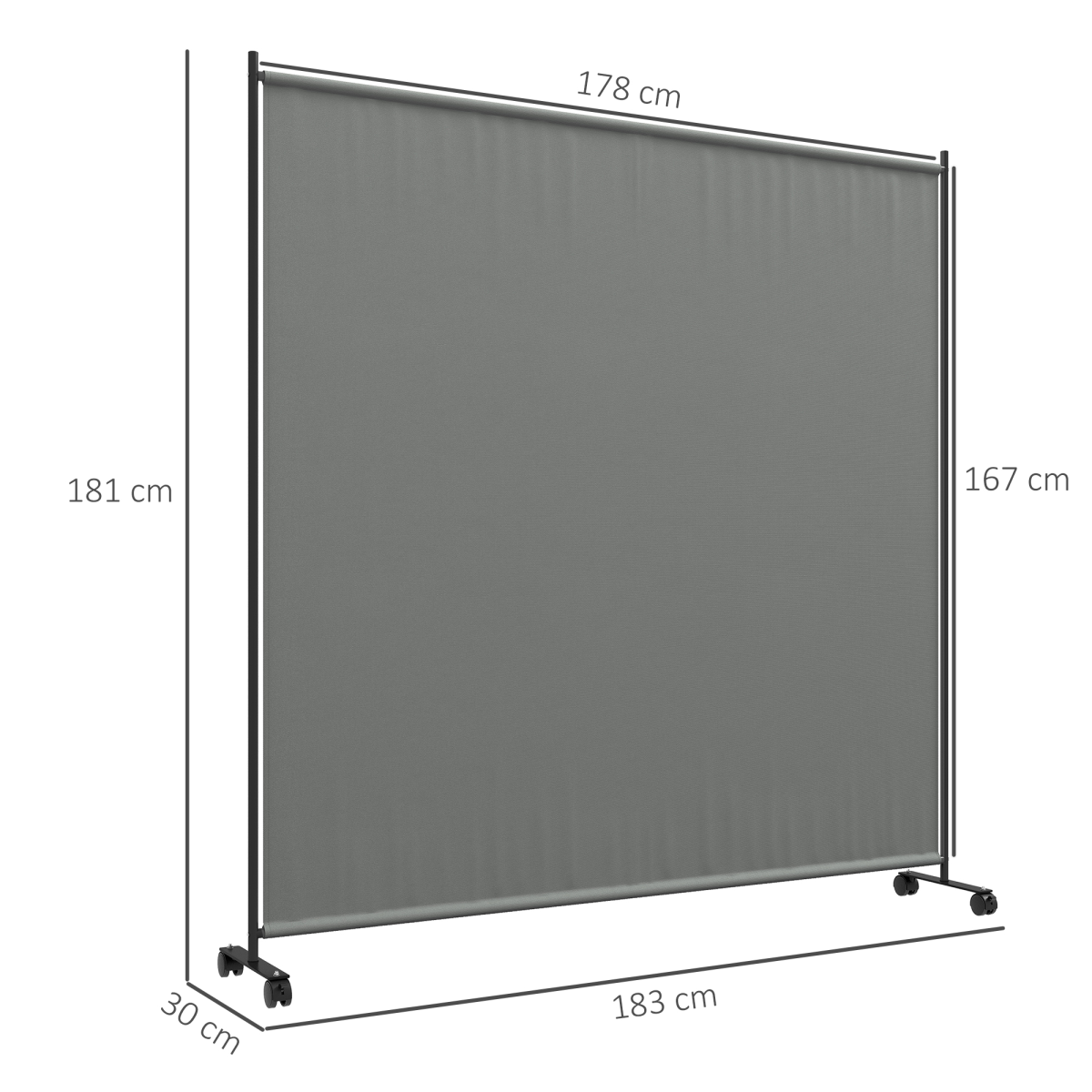 Outsunny Rolling Garden Privacy Screen with Wheels, Dark Grey