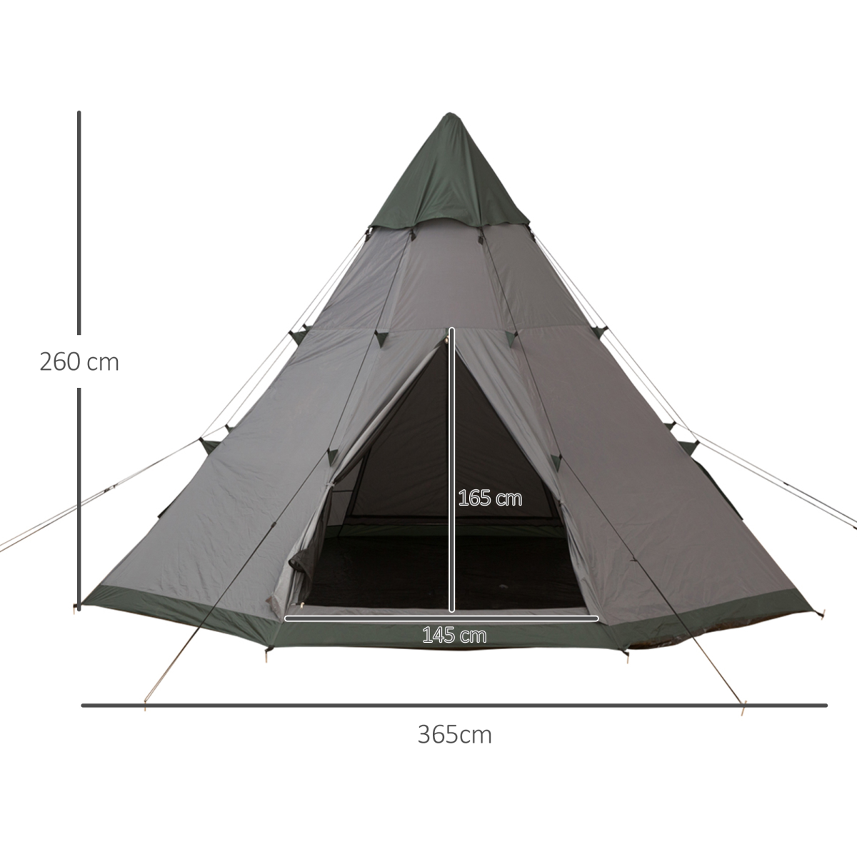 Outsunny Large 6-Person Tipi Camping Tent with Mesh Windows