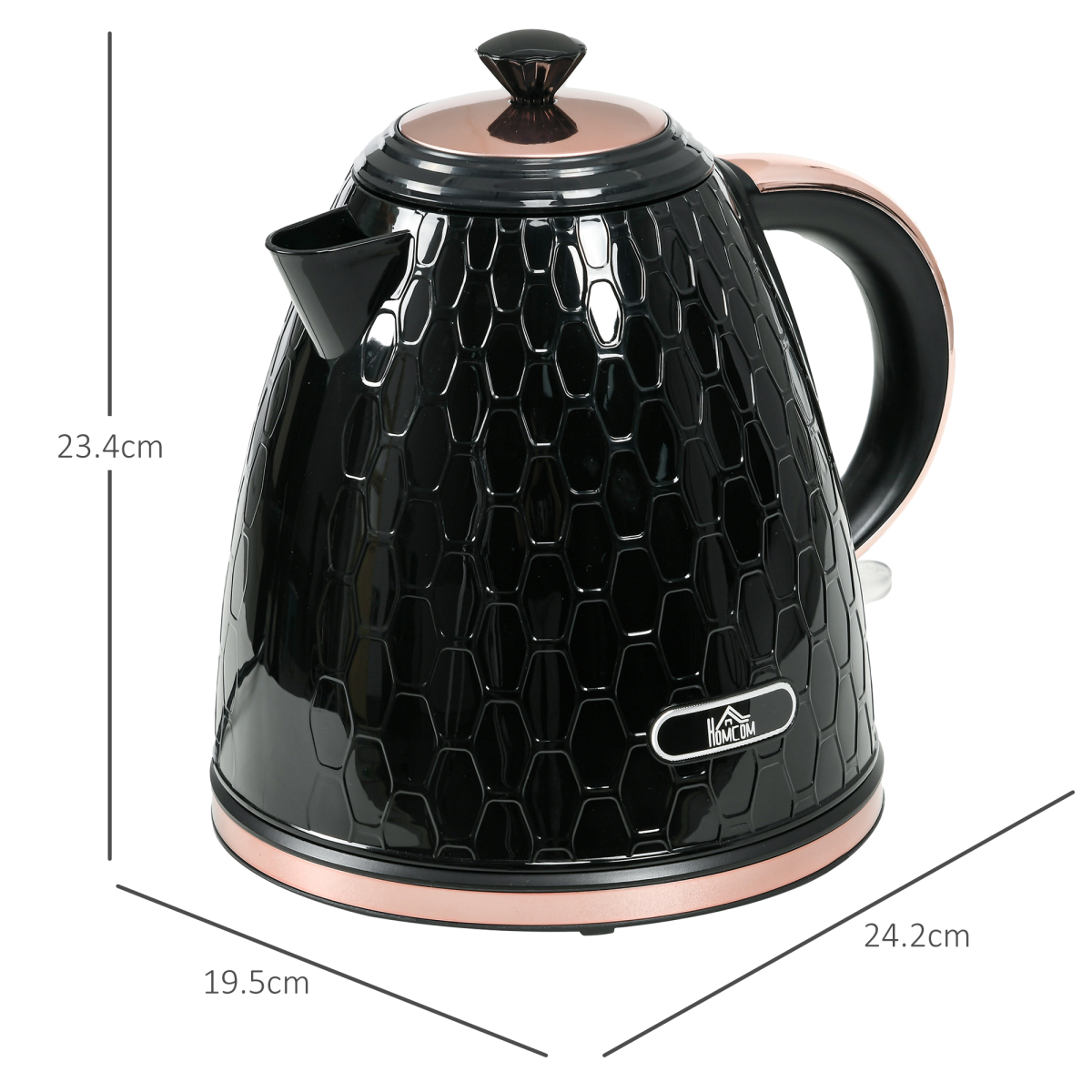 HOMCOM 1.7L 3000W Electric Kettle, Fast Boil, Auto Shut-Off, 360° Base