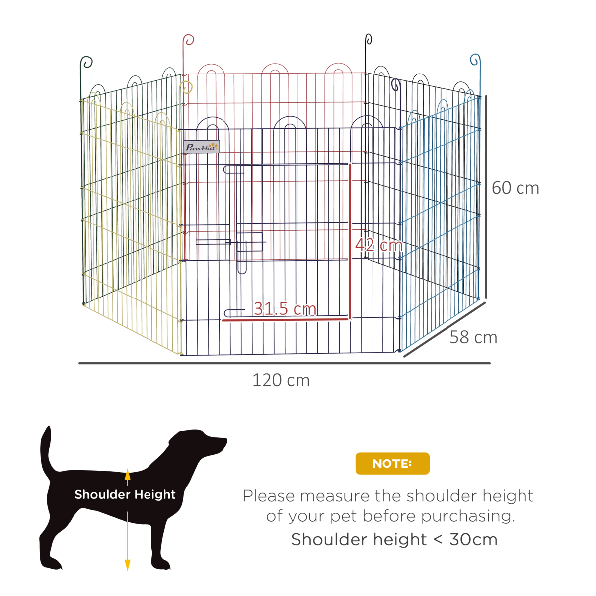 PawHut 6-Panel Dog Puppy Playpen Crate Kennel with Door