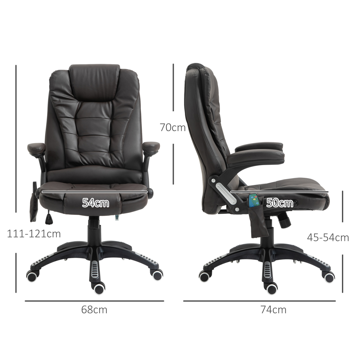Executive Reclining Office Chair with Massage and Heat, Brown