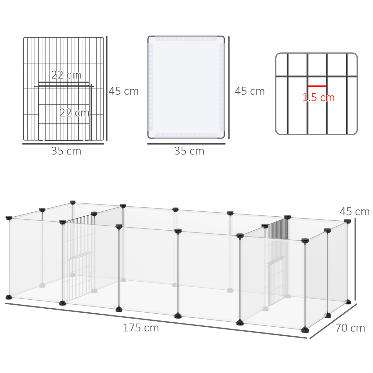 PawHut 18-Panel DIY Small Animal Playpen for Guinea Pigs & Hedgehogs