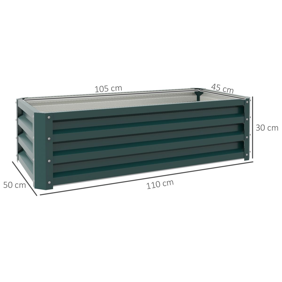 Outsunny Set of 2 Green Galvanised Steel Raised Garden Bed Planter Boxes