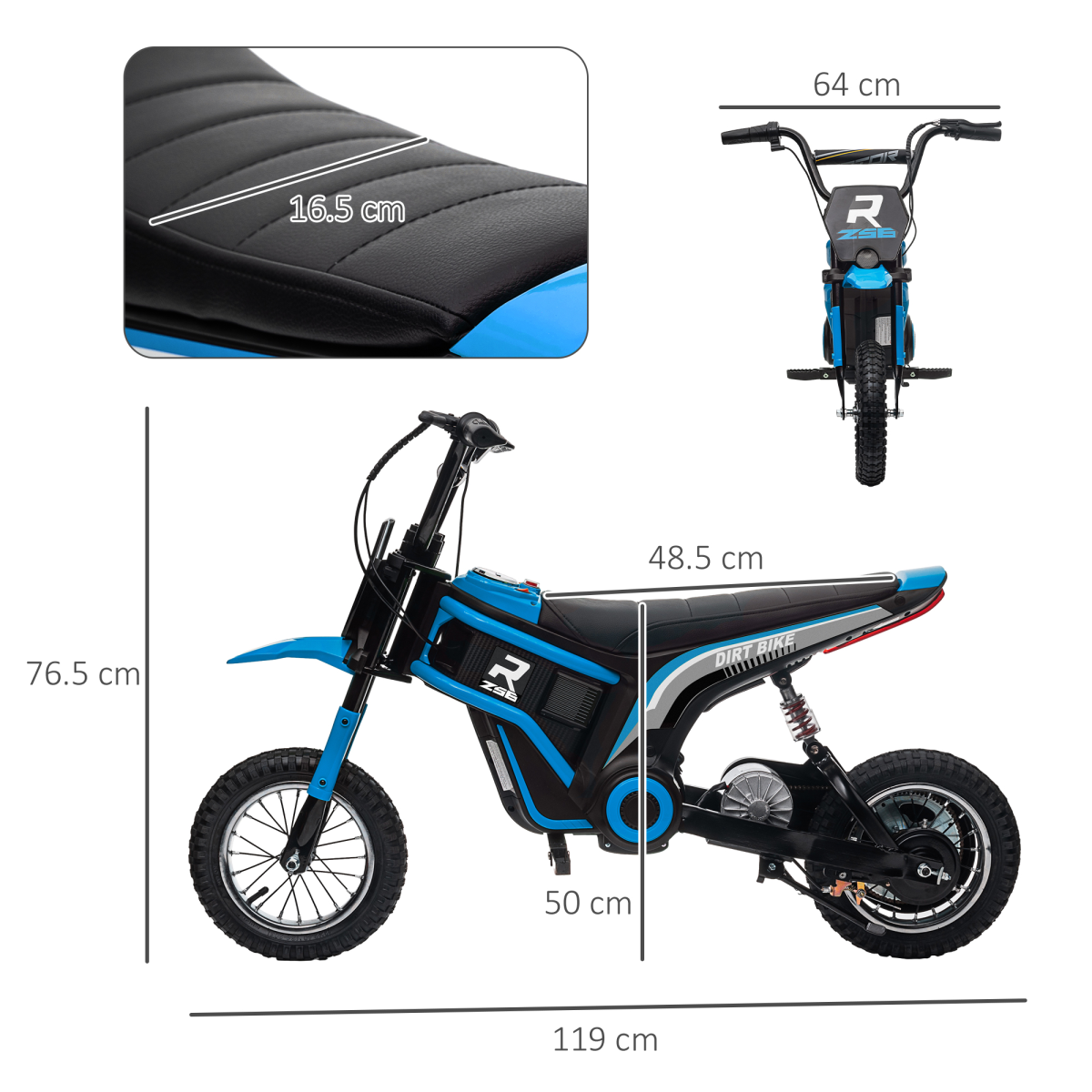 HOMCOM 24V Kids Electric Motorbike, Twist Throttle, Music & Horn, Blue