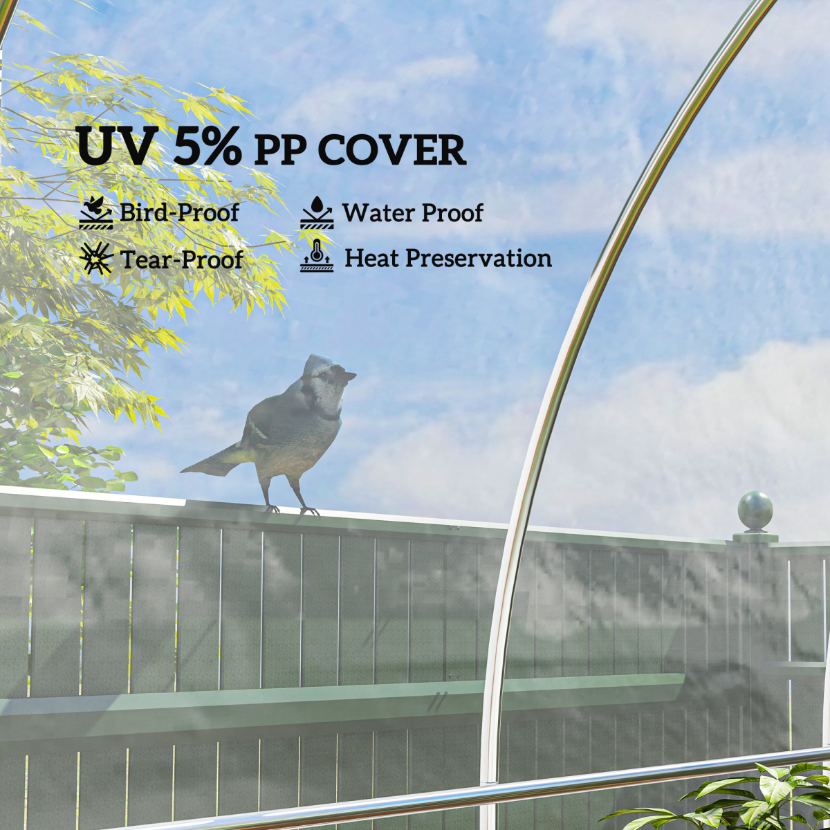 Outsunny 6 x 10m Clear Waterproof UV5% Greenhouse Cover