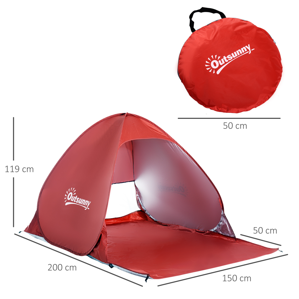 Pop-Up Beach Tent Sun Shelter for 2-3 People, Includes Carry Bag