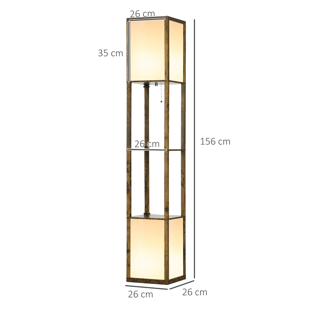 HOMCOM Shelf Floor Lamp with Dual Light, Brown for Living Room Bedroom