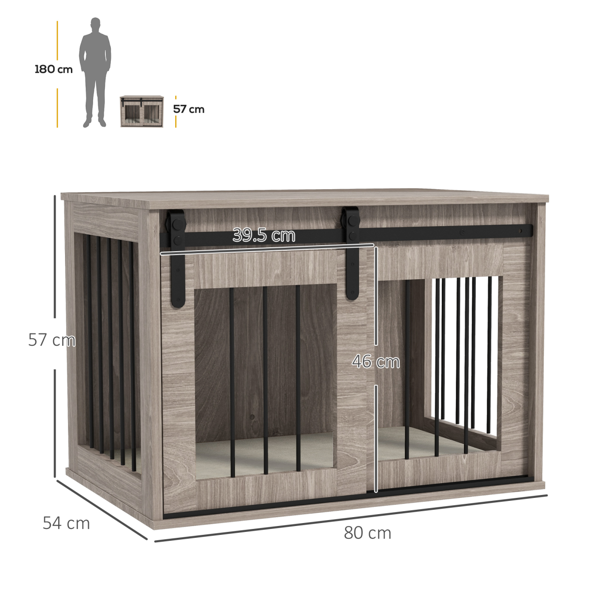 PawHut Dog Crate Furniture Side Table with Removable Cushion - Brown