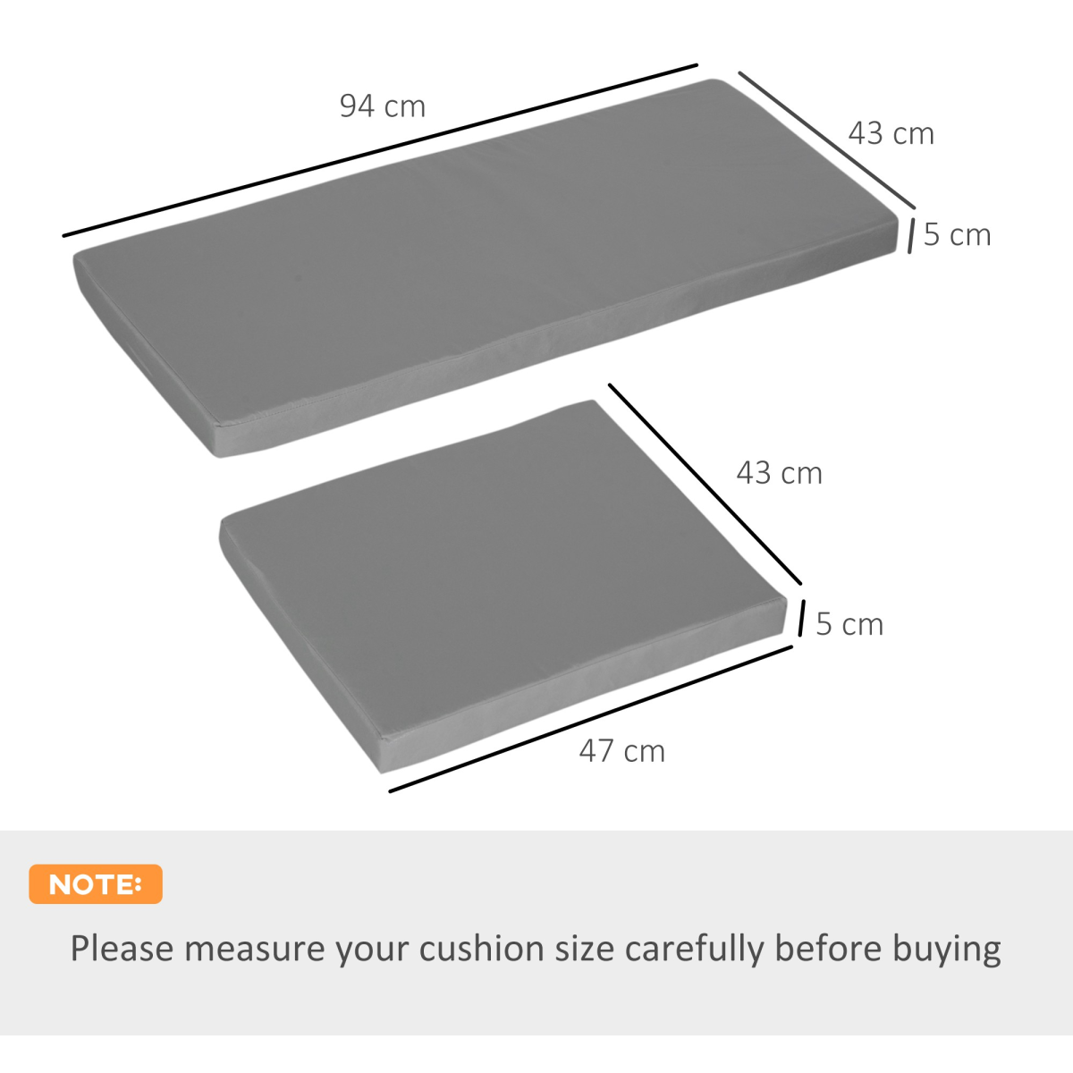 Outsunny 3 Piece Outdoor Replacement Cushion Set for Garden Furniture, 2 Single and 1 Double Seat Cushions