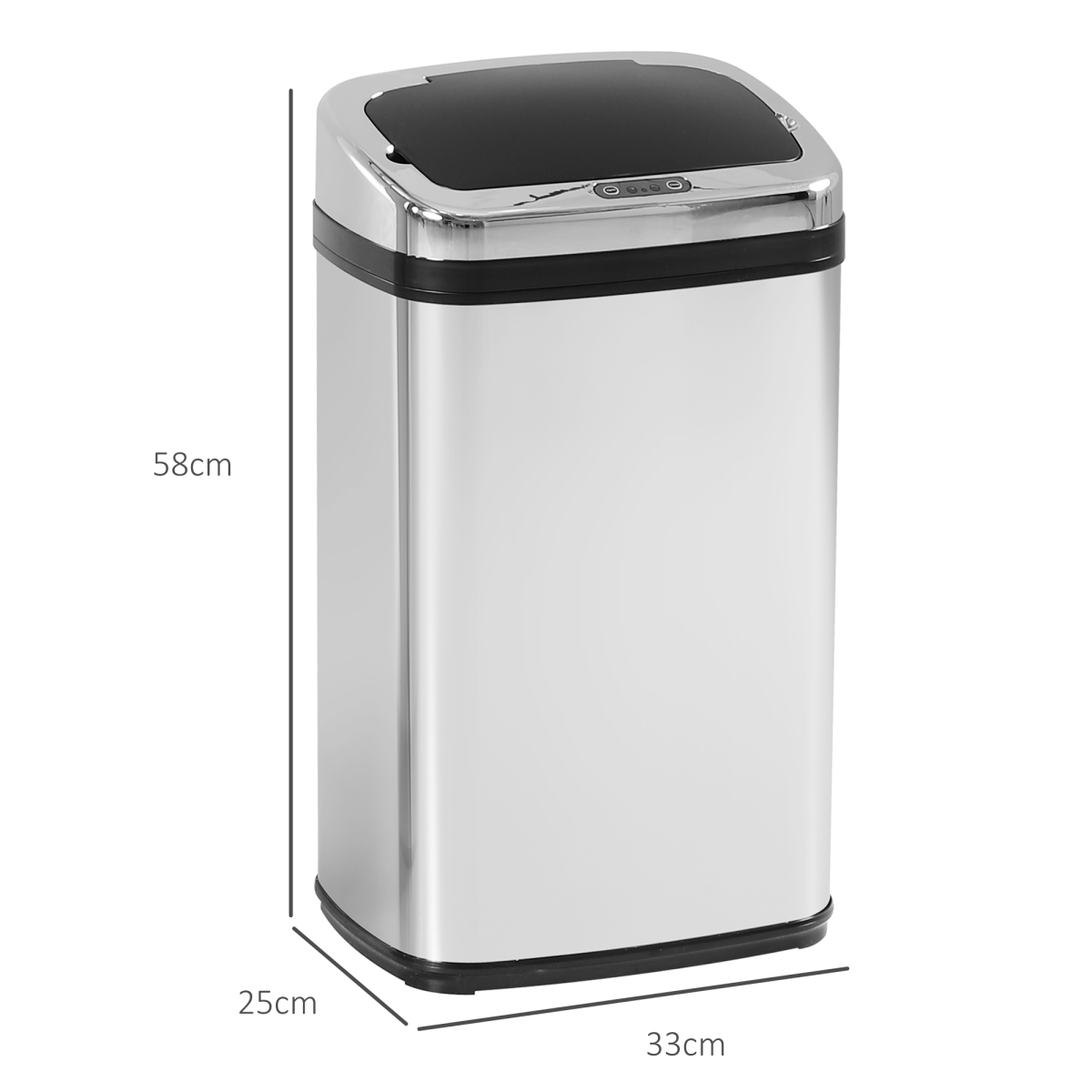HOMCOM 30L Automatic Motion Sensor Kitchen Bin, Silver