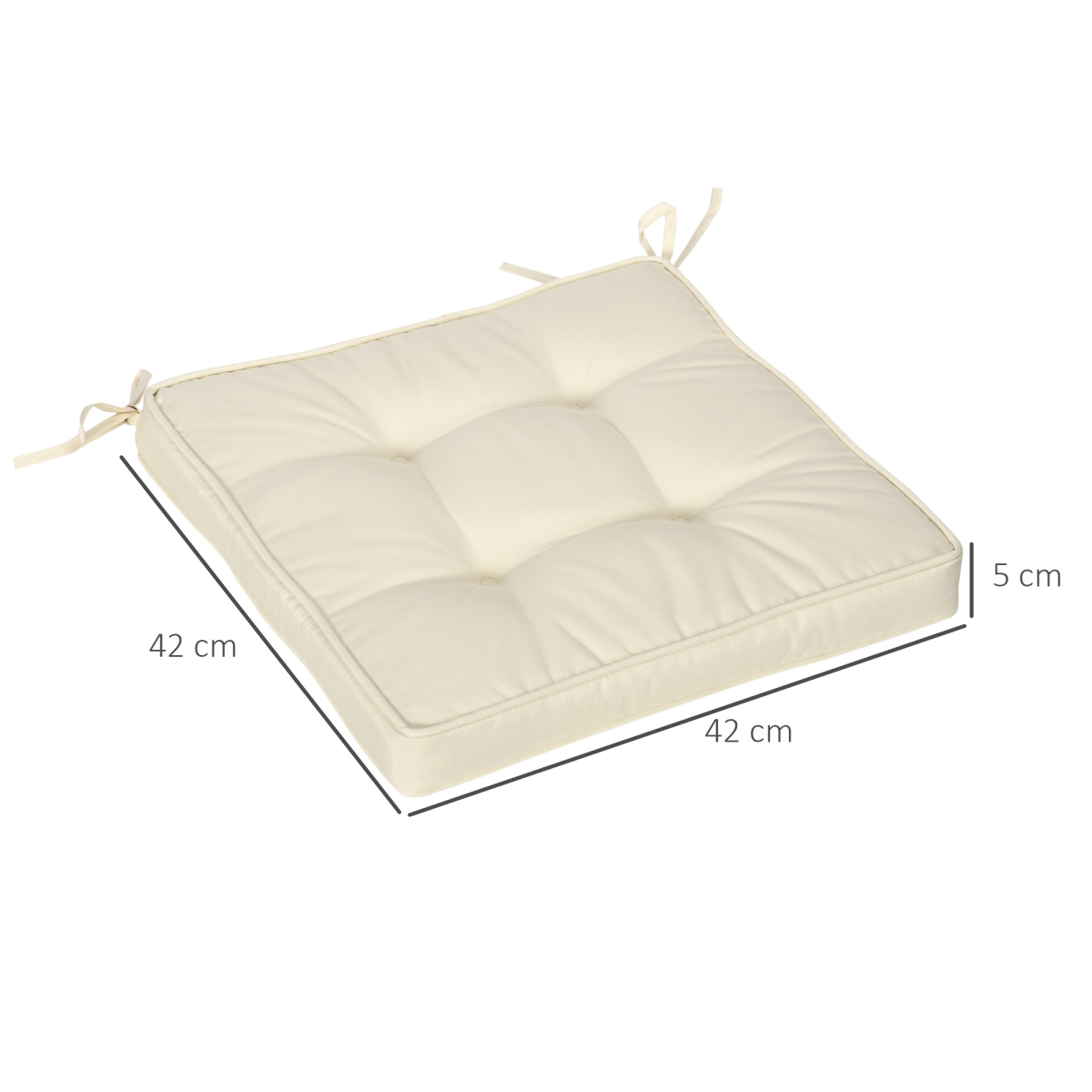 Outsunny 45 x 45cm Garden Seat Cushion with Ties, Cream