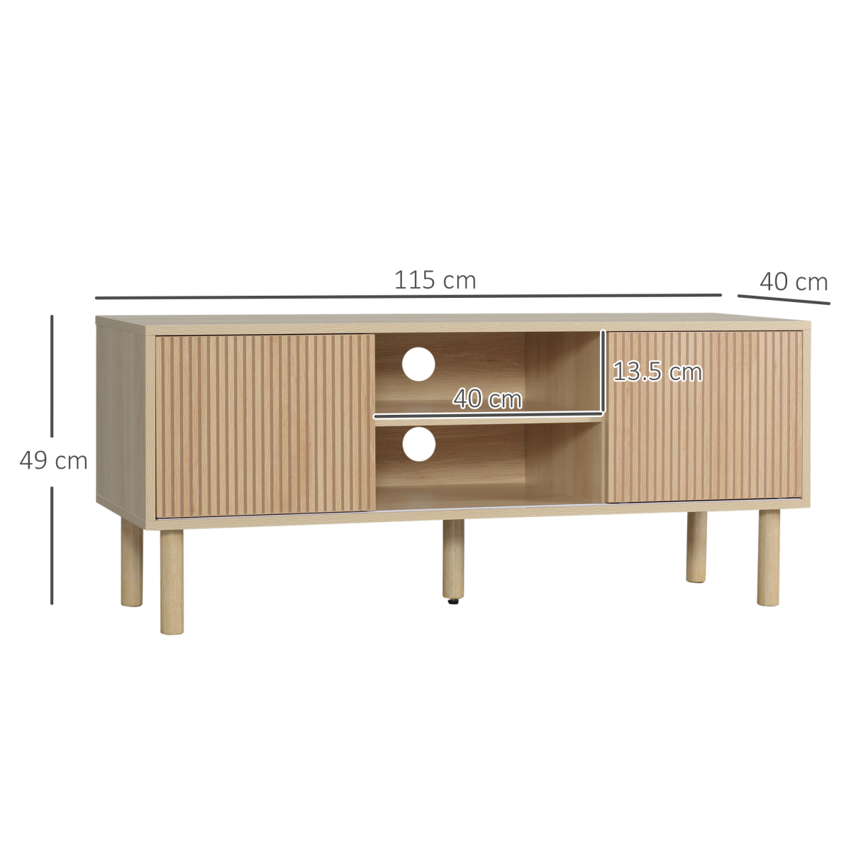 HOMCOM Natural TV Stand Cabinet for TVs Up to 50" with Sliding Doors