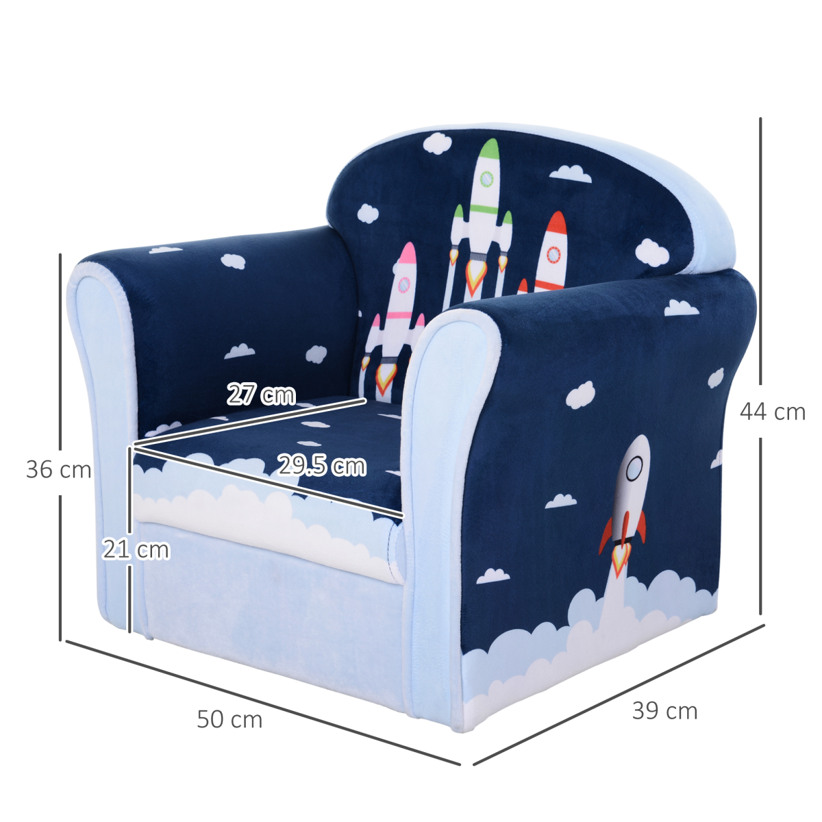 HOMCOM Kids Rocket Armchair, Children's Sofa Seat, 18M+, 45kg