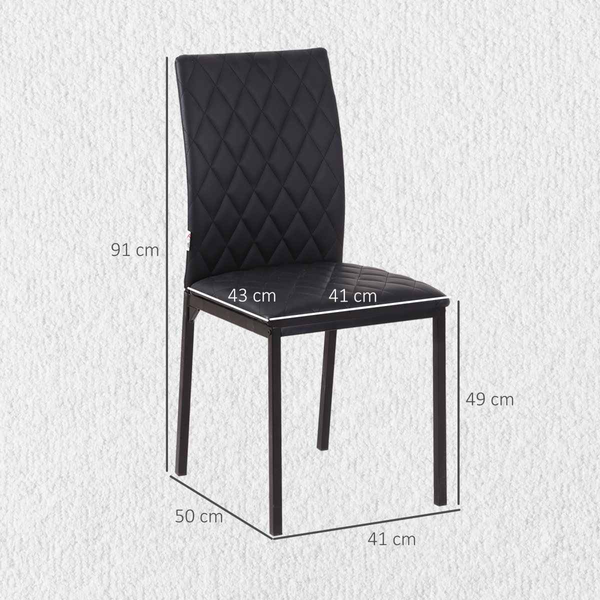 Modern Quilted PU Leather Dining Chairs, Set of 4, Black