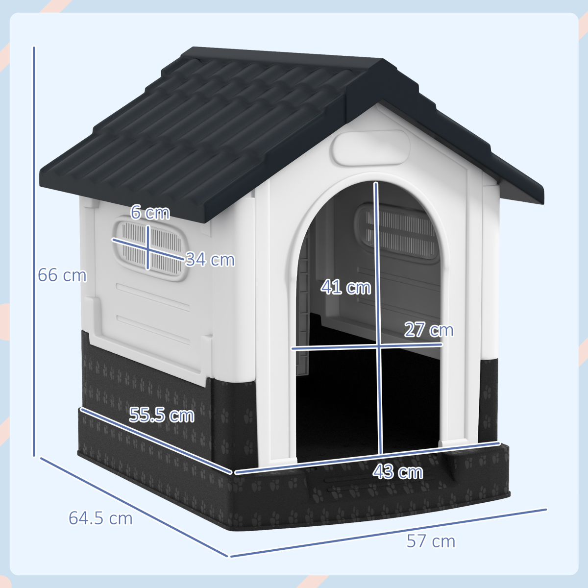 PawHut Outdoor Dog Kennel for Small Dogs, Water-Resistant, Grey
