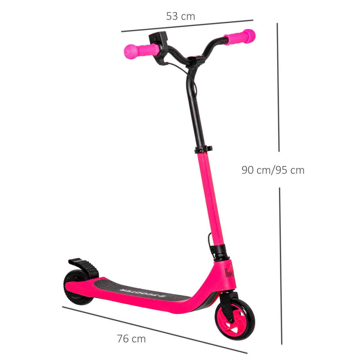 120W Electric Scooter with Battery Level Display and Rear Brake, Pink HOMCOM