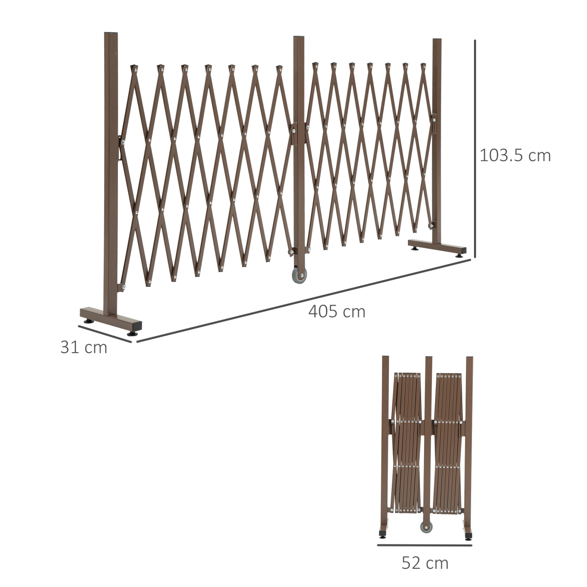Outsunny Foldable Garden Screen Panel, Scissor Lattice Garden Fence, Aluminium Alloy and Steel, 103.5 x 405 cm