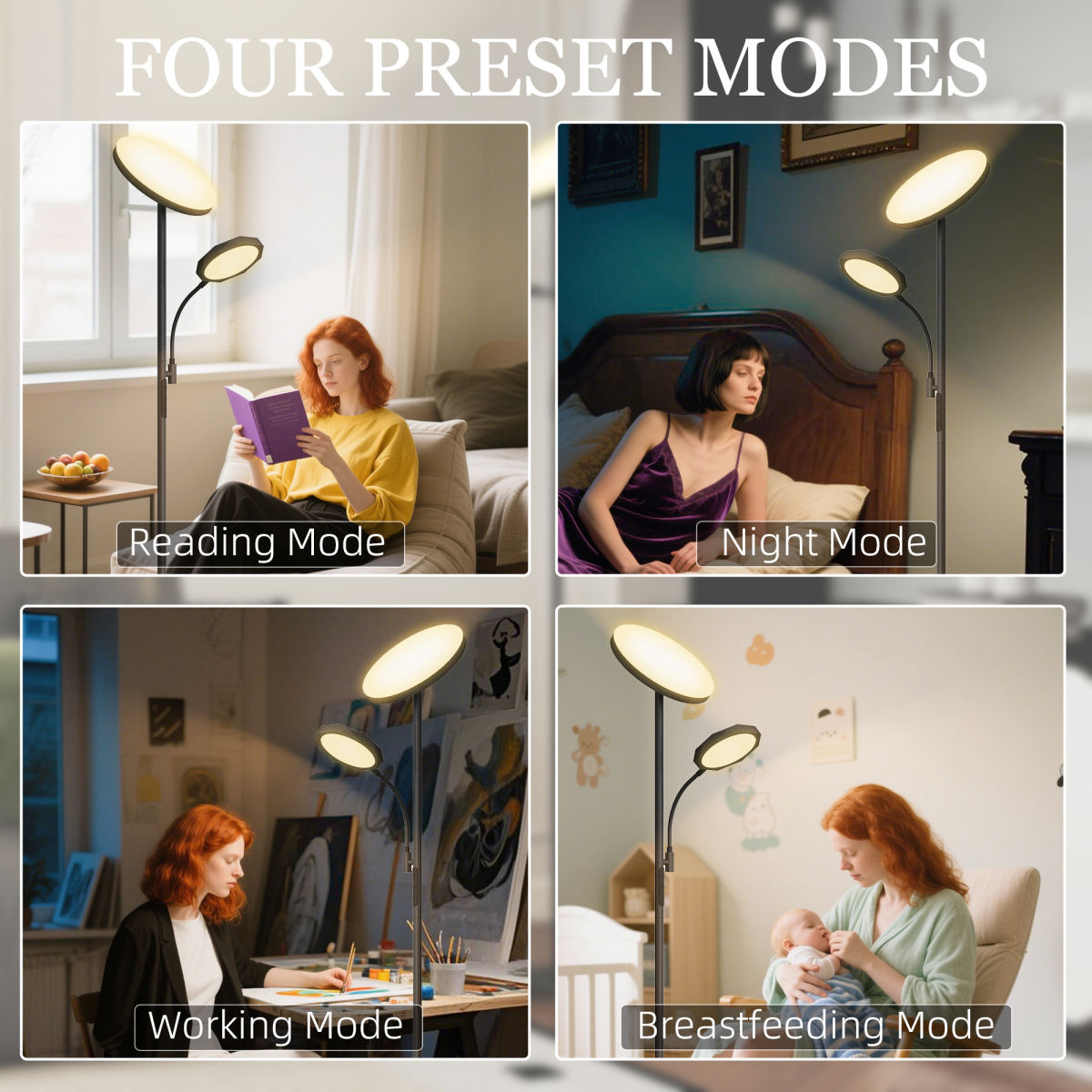 HOMCOM Dimmable Floor Lamp with 4 Modes, Remote & Touch, Black