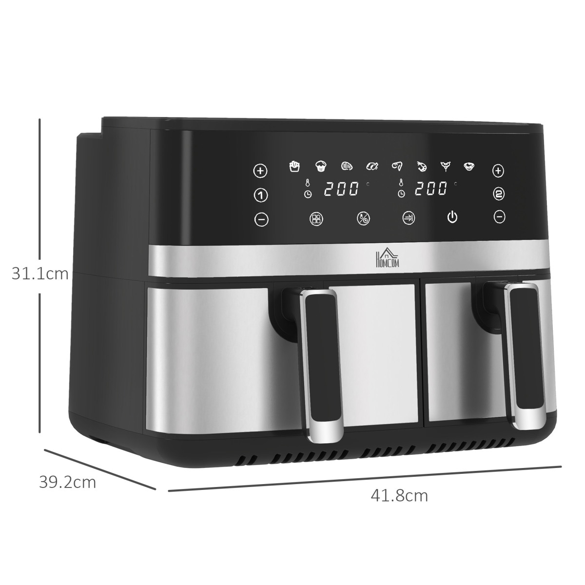 HOMCOM Dual Zone Air Fryer 8.5L with SYNCFinish, 2700W