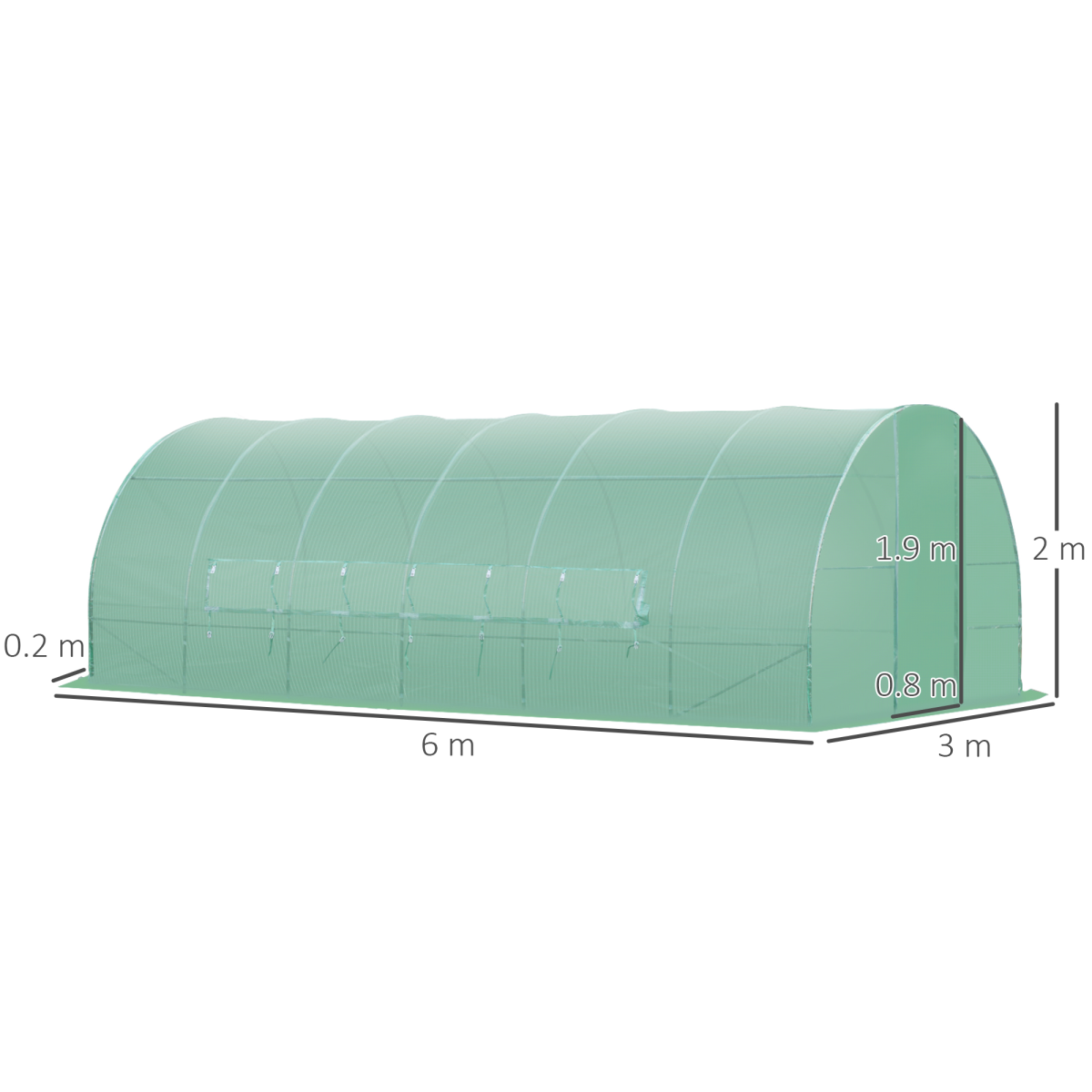 Outsunny 6 x 3m Reinforced Walk-In Polytunnel Greenhouse with Steel Frame and UV PE Cover