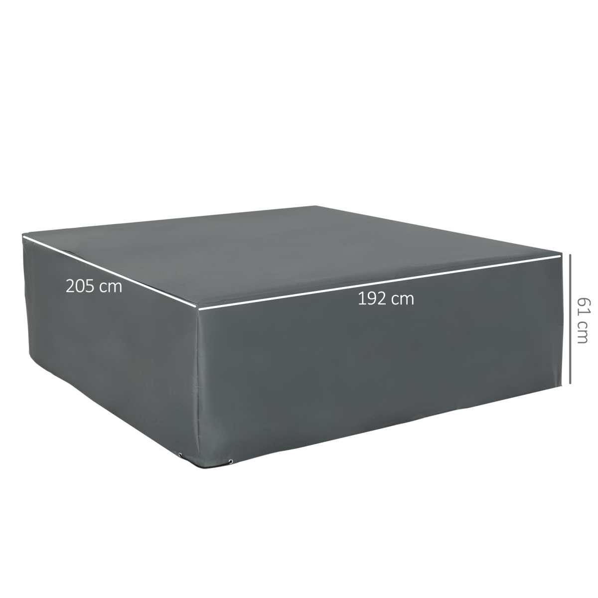 Outsunny 205 x 192cm Grey Garden Furniture Cover, PE Coated 300 x 600 Oxford Fabric, Water and UV Resistant, Pull Cords, Suitable for Outdoor Patio Furniture