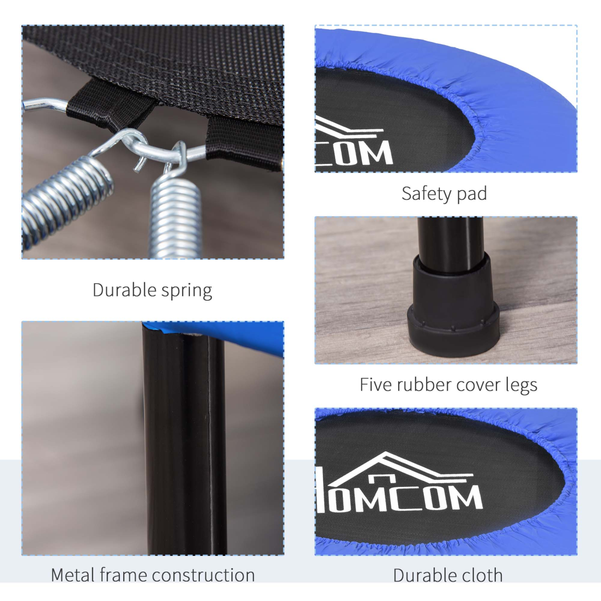 HOMCOM 81cm Foldable Fitness Trampoline, 100kg Max Load, Blue/Black