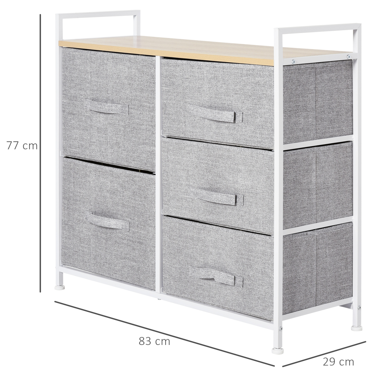 4 Drawer Linen Basket Storage Unit with Wood Top, Metal Frame and Handles HOMCOM