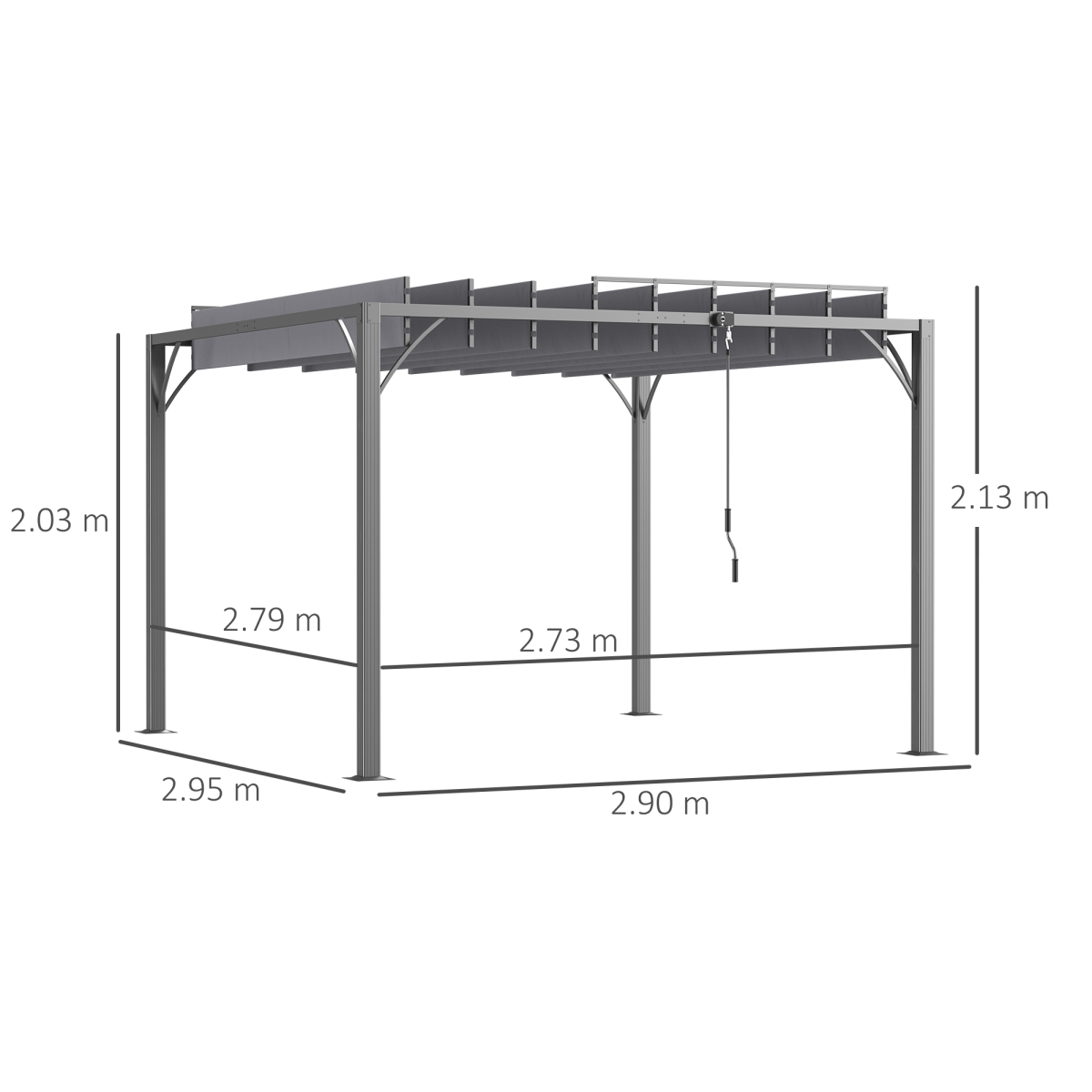 Outsunny 3 x 3m Outdoor Aluminium and Steel Pergola with 135° Louvered Roof, Grey