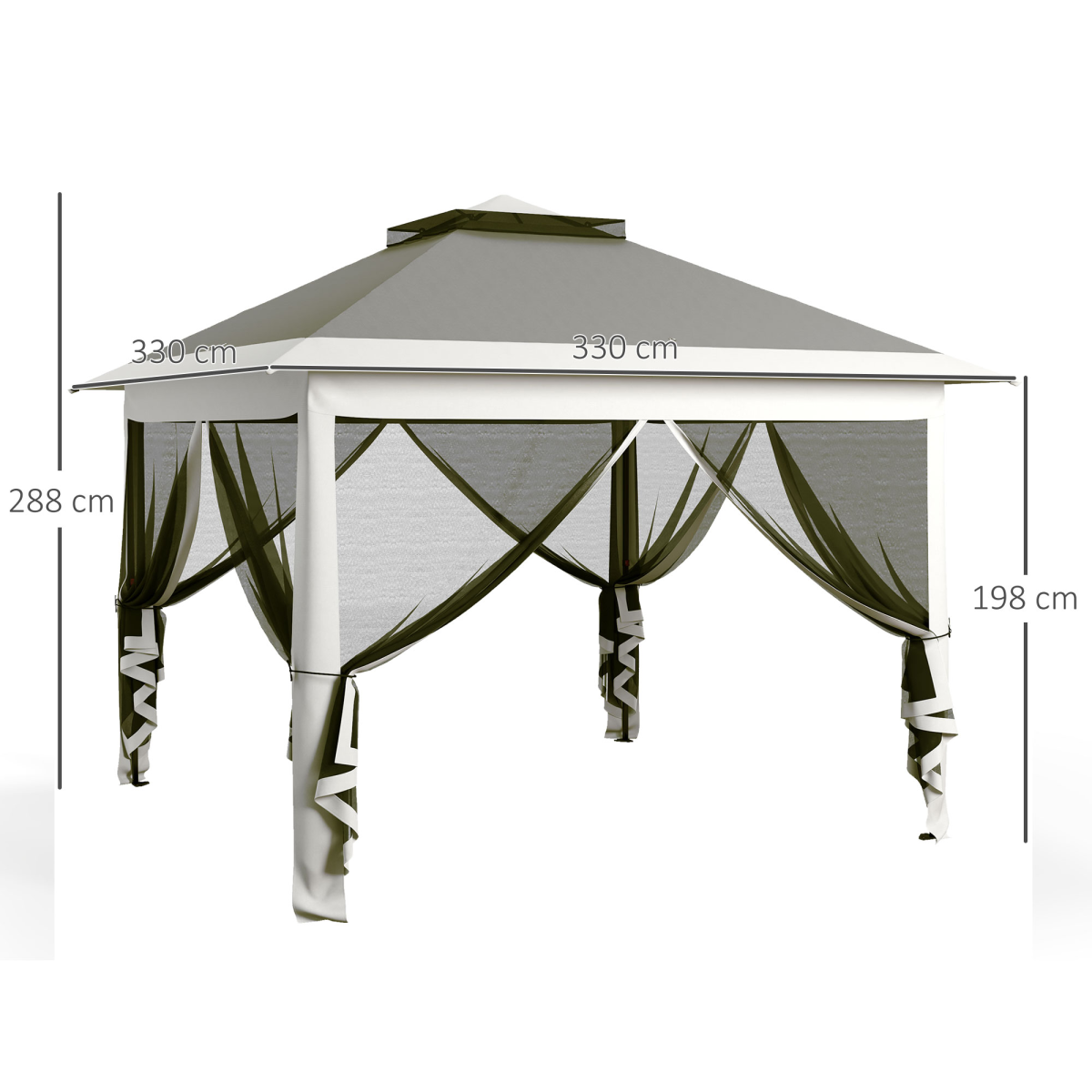 Outsunny Pop Up Gazebo Height Adjustable Canopy Tent with Mesh Curtains and Carry Bag, Dark Grey