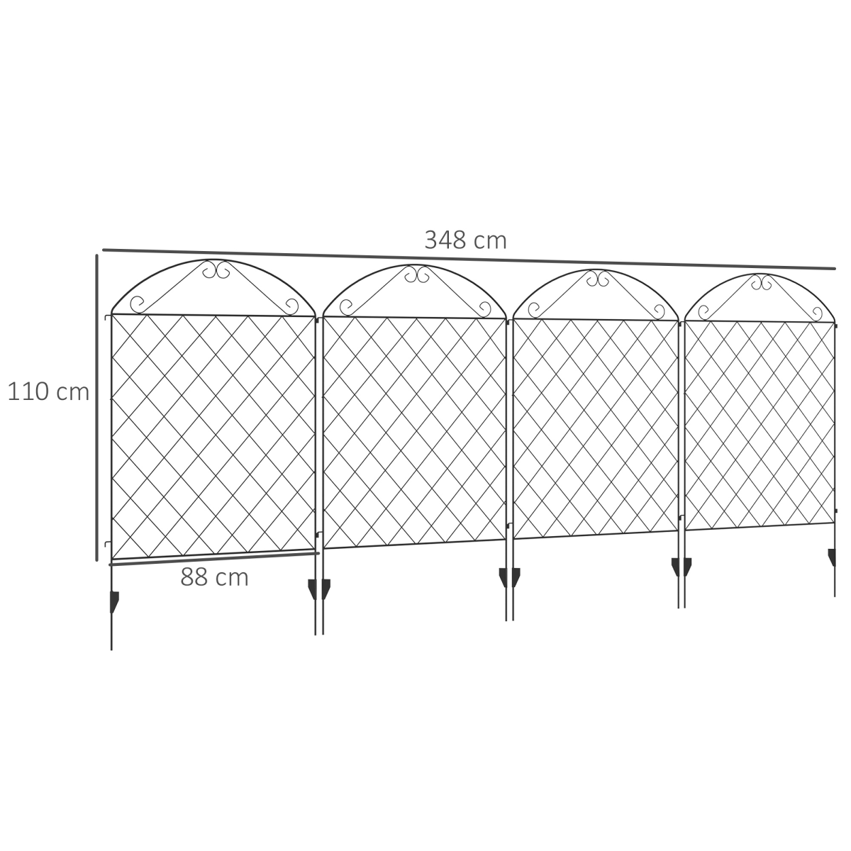 Outsunny Decorative Garden Fence Panels, 43in x 11.5ft, Animal Barrier