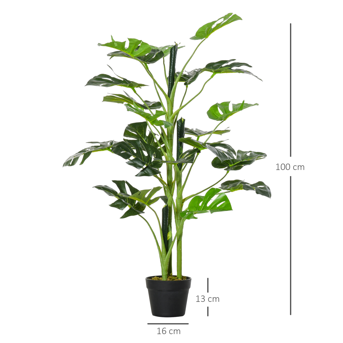 Outsunny Artificial Monstera Tree, 21 Bendable Leaves, Indoor Outdoor 1m
