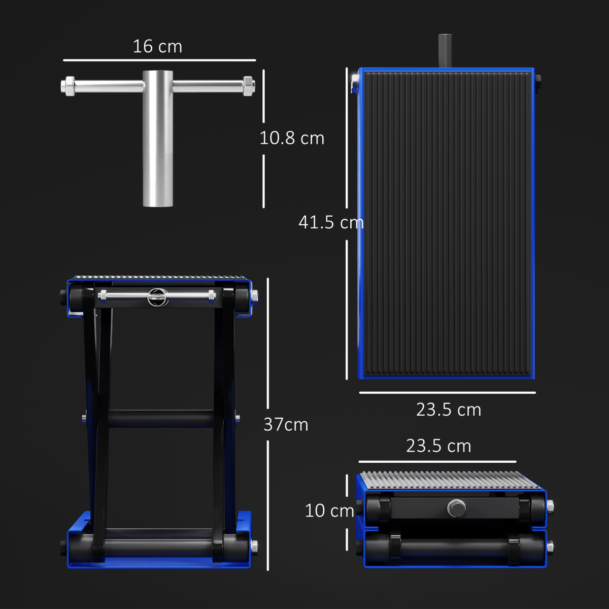 DURHAND 500kg Steel X-Frame Motorcycle Repair Lift Jack, Blue