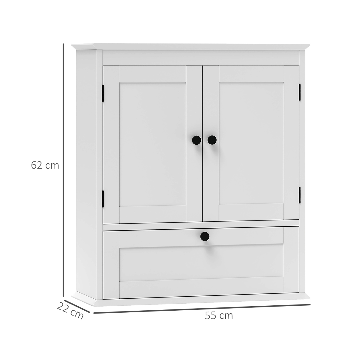 HOMCOM Wall Mounted Bathroom Cabinet with Adjustable Shelf, White