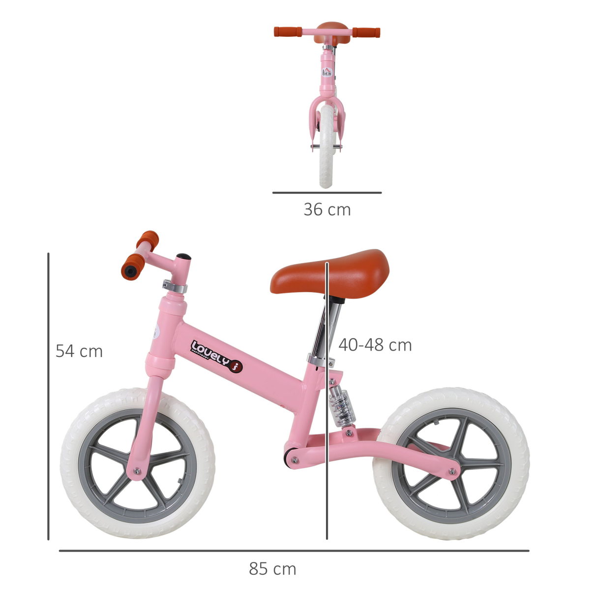 HOMCOM Kids Balance Bike with Adjustable Seat, No Pedal, Ages 2-5 Years