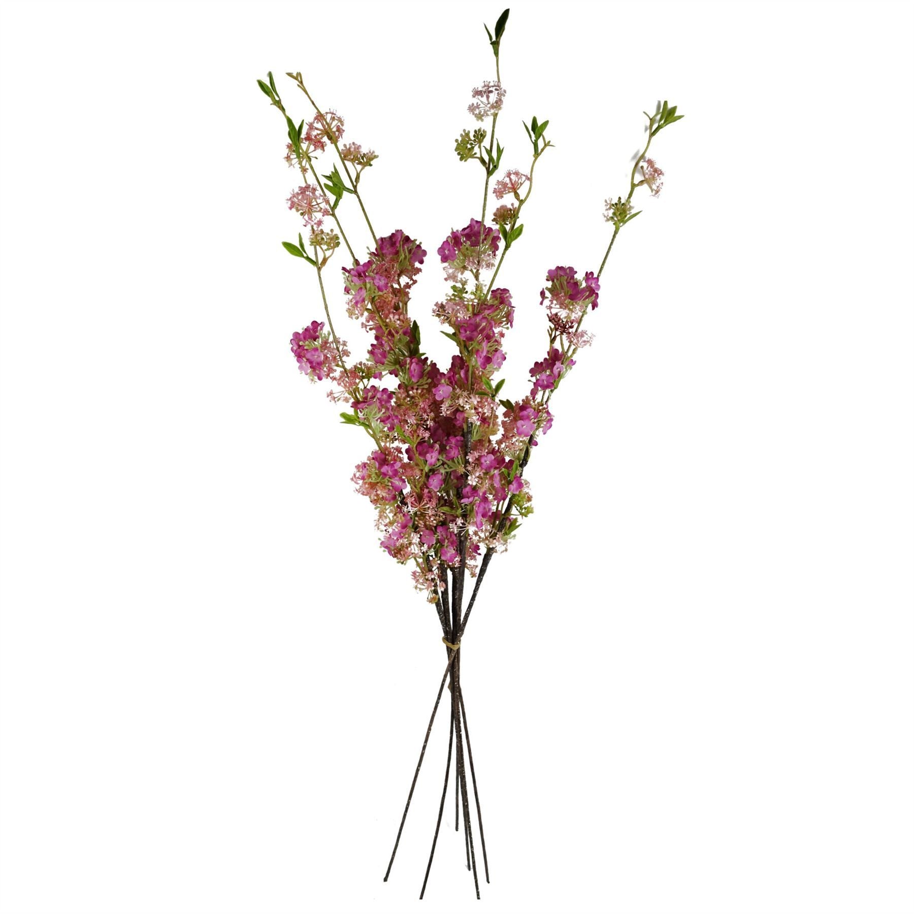 Leaf 100cm Pink Blossom Spray Stem Silk and Plastic Artificial Flower Decoration